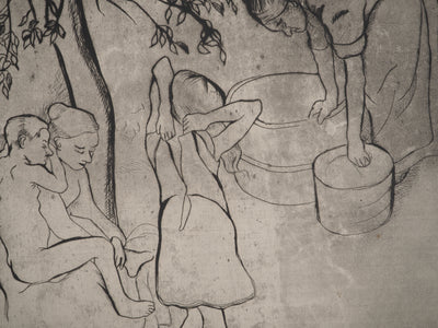 Suzanne VALADON : Toilette des enfants dans le jardin, Gravure originale (photo de détail 7) - Crédit photo : Galerie Art.Paris