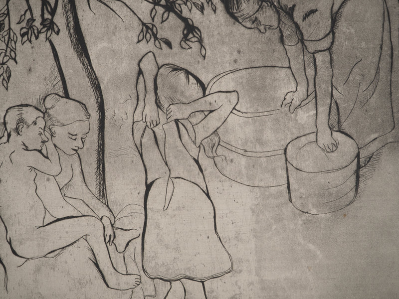 Suzanne VALADON : Toilette des enfants dans le jardin, Gravure originale (photo de détail 7) - Crédit photo : Galerie Art.Paris