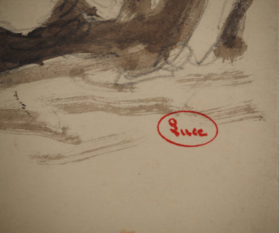 Maximilien LUCE : Déjeuner sur l'herbe, Dessin original (photo de détail 3) - Crédit photo : Galerie Art.Paris