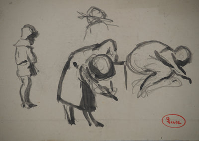 Maximilien LUCE : Etude d'enfants en mouvement, Dessin original (photo de détail 3) - Crédit photo : Galerie Art.Paris