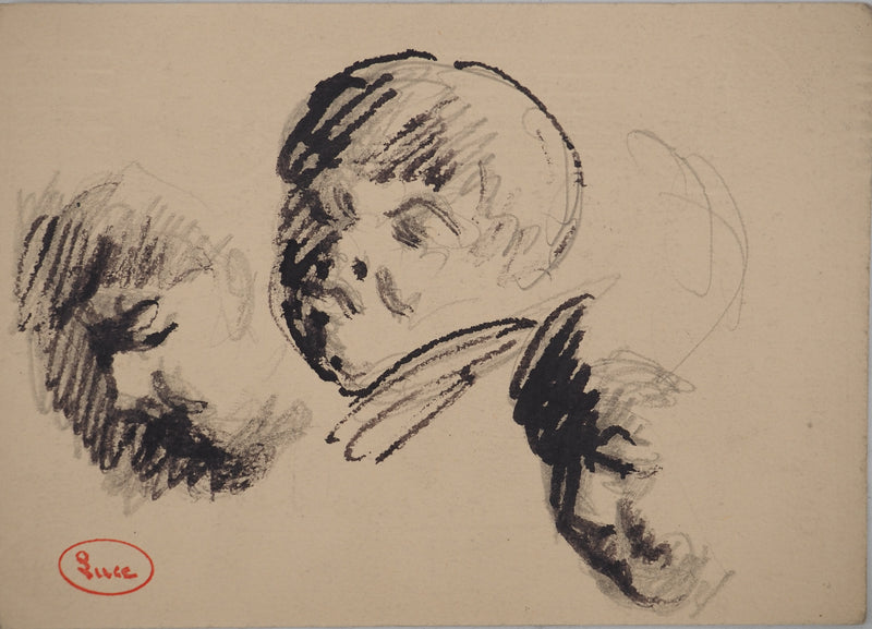 Maximilien LUCE : Visage innocent, Dessin original (vue générale) - Crédit photo : Galerie Art.Paris