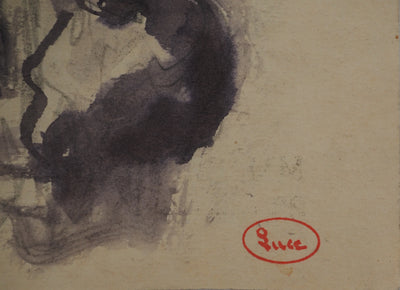 Maximilien LUCE : Personnages faisant la queue, Dessin original (photo de détail 2) - Crédit photo : Galerie Art.Paris