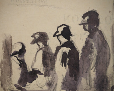 Maximilien LUCE : Personnages faisant la queue, Dessin original (photo de détail 4) - Crédit photo : Galerie Art.Paris