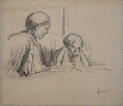 Maximilien LUCE : L'enfant capricieux, Dessin original (vue générale) - Crédit photo : Galerie Art.Paris