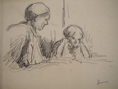 Maximilien LUCE : L'enfant capricieux, Dessin original (photo de détail 3) - Crédit photo : Galerie Art.Paris