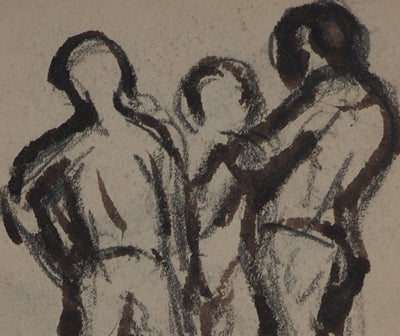 Maximilien LUCE : Les trois amis, Dessin original (photo de détail 3) - Crédit photo : Galerie Art.Paris