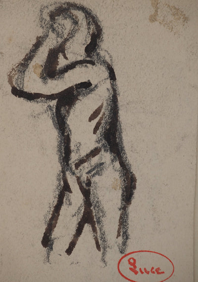 Maximilien LUCE : Etude d'un nu masculin, Dessin original (vue générale) - Crédit photo : Galerie Art.Paris