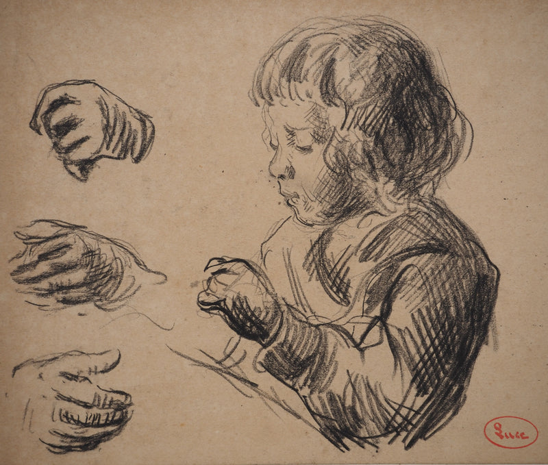 Maximilien LUCE : Les petites mains, Dessin original (photo de détail 3) - Crédit photo : Galerie Art.Paris