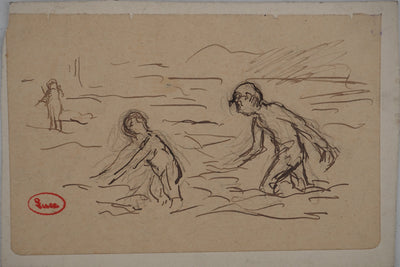 Maximilien LUCE : Journée à la mer, Dessin original (vue générale) - Crédit photo : Galerie Art.Paris