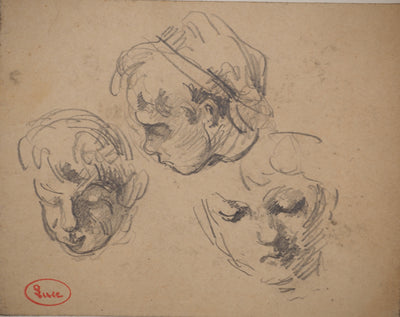 Maximilien LUCE : Portrait d'adolescents, Dessin original (vue générale) - Crédit photo : Galerie Art.Paris