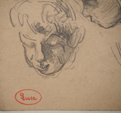 Maximilien LUCE : Portrait d'adolescents, Dessin original (photo de détail 6) - Crédit photo : Galerie Art.Paris