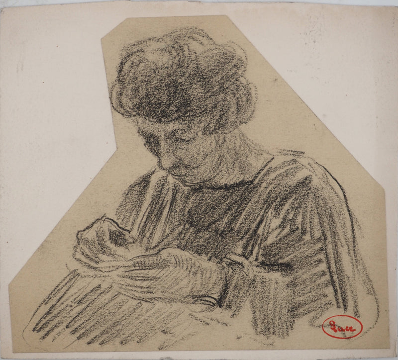 Maximilien LUCE : La couturière, Dessin original (vue générale) - Crédit photo : Galerie Art.Paris