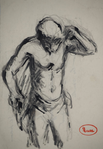 Maximilien LUCE : Anatomie musculaire, Dessin original (photo de détail 2) - Crédit photo : Galerie Art.Paris