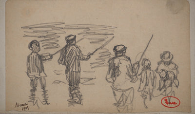 Maximilien LUCE : La pêche à Meaux, Dessin original (vue générale) - Crédit photo : Galerie Art.Paris