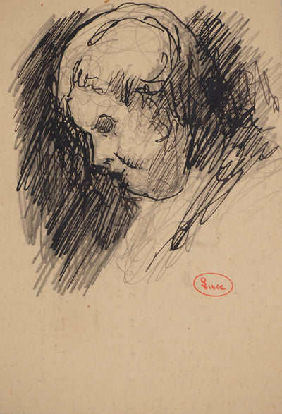 Maximilien LUCE : Vieille femme vue de profil, Dessin original (photo de détail 3) - Crédit photo : Galerie Art.Paris