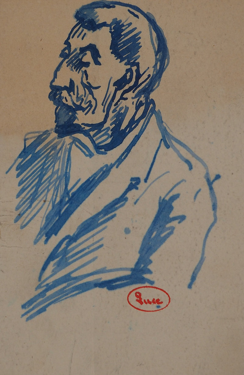 Maximilien LUCE : Portrait à la moustache, Dessin original (photo de détail 3) - Crédit photo : Galerie Art.Paris