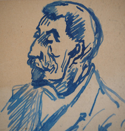 Maximilien LUCE : Portrait à la moustache, Dessin original (photo de détail 4) - Crédit photo : Galerie Art.Paris