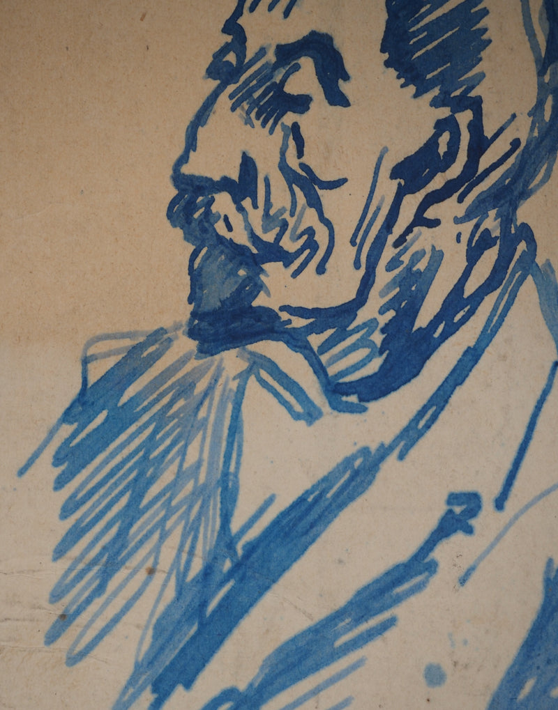 Maximilien LUCE : Portrait à la moustache, Dessin original (photo de détail 5) - Crédit photo : Galerie Art.Paris