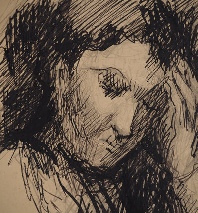 Maximilien LUCE : L'inquiétude, Dessin original (photo de détail 4) - Crédit photo : Galerie Art.Paris