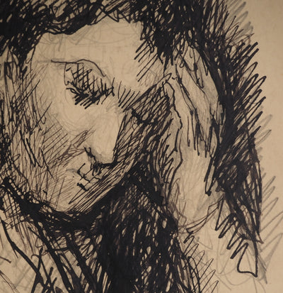 Maximilien LUCE : L'inquiétude, Dessin original (photo de détail 5) - Crédit photo : Galerie Art.Paris