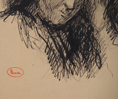 Maximilien LUCE : L'inquiétude, Dessin original (photo de détail 2) - Crédit photo : Galerie Art.Paris