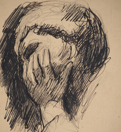 Maximilien LUCE : Le penseur, Dessin original (photo de détail 3) - Crédit photo : Galerie Art.Paris
