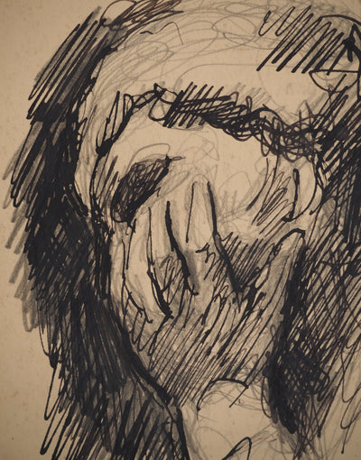 Maximilien LUCE : Le penseur, Dessin original (photo de détail 4) - Crédit photo : Galerie Art.Paris