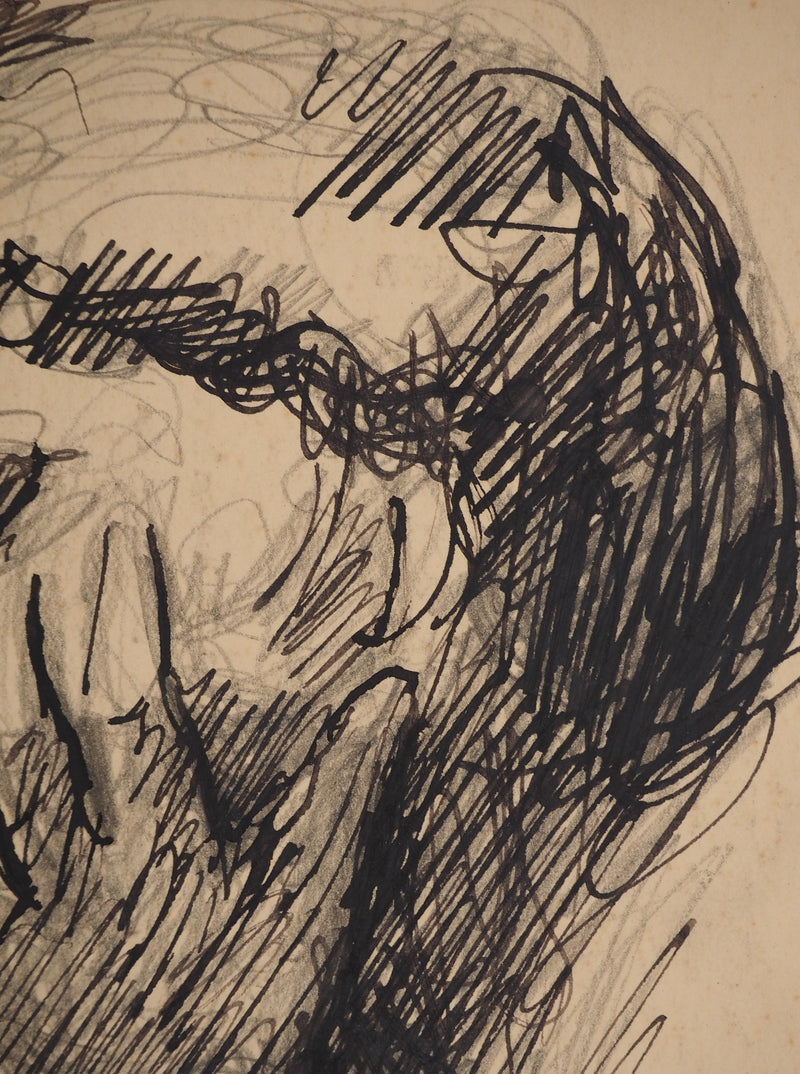 Maximilien LUCE : Le penseur, Dessin original (photo de détail 5) - Crédit photo : Galerie Art.Paris