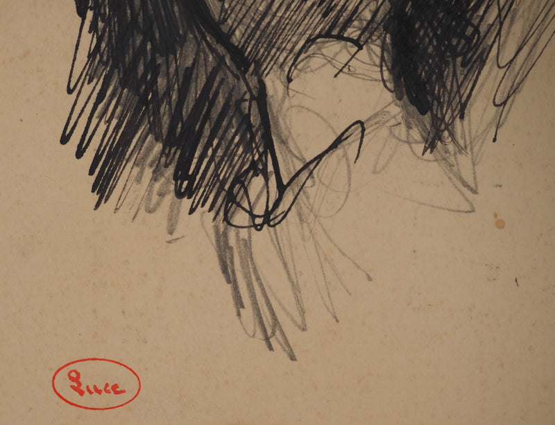 Maximilien LUCE : Le penseur, Dessin original (photo de détail 2) - Crédit photo : Galerie Art.Paris