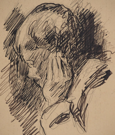 Maximilien LUCE : L'ennui, Dessin original (photo de détail 3) - Crédit photo : Galerie Art.Paris