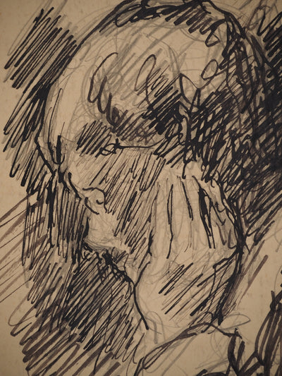 Maximilien LUCE : L'ennui, Dessin original (photo de détail 4) - Crédit photo : Galerie Art.Paris