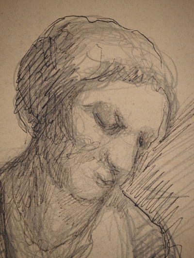 Maximilien LUCE : Portrait endormi, Dessin original (photo de détail 5) - Crédit photo : Galerie Art.Paris