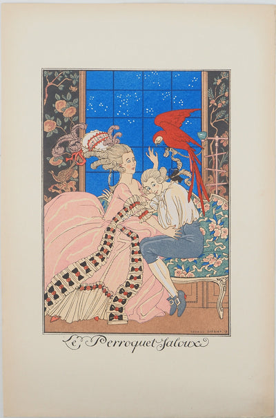Georges BARBIER : Le perroquet jaloux, Lithographie originale (vue générale) - Crédit photo : Galerie Art.Paris