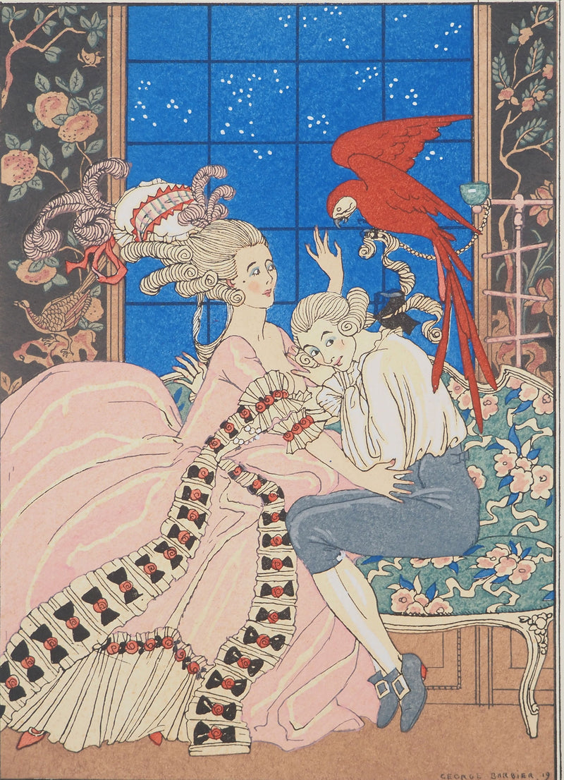 Georges BARBIER : Le perroquet jaloux, Lithographie originale (photo de détail 3) - Crédit photo : Galerie Art.Paris