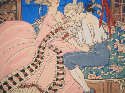 Georges BARBIER : Le perroquet jaloux, Lithographie originale (photo de détail 6) - Crédit photo : Galerie Art.Paris