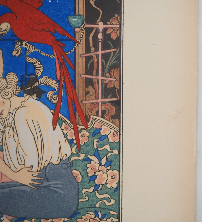 Georges BARBIER : Le perroquet jaloux, Lithographie originale (photo de détail 8) - Crédit photo : Galerie Art.Paris