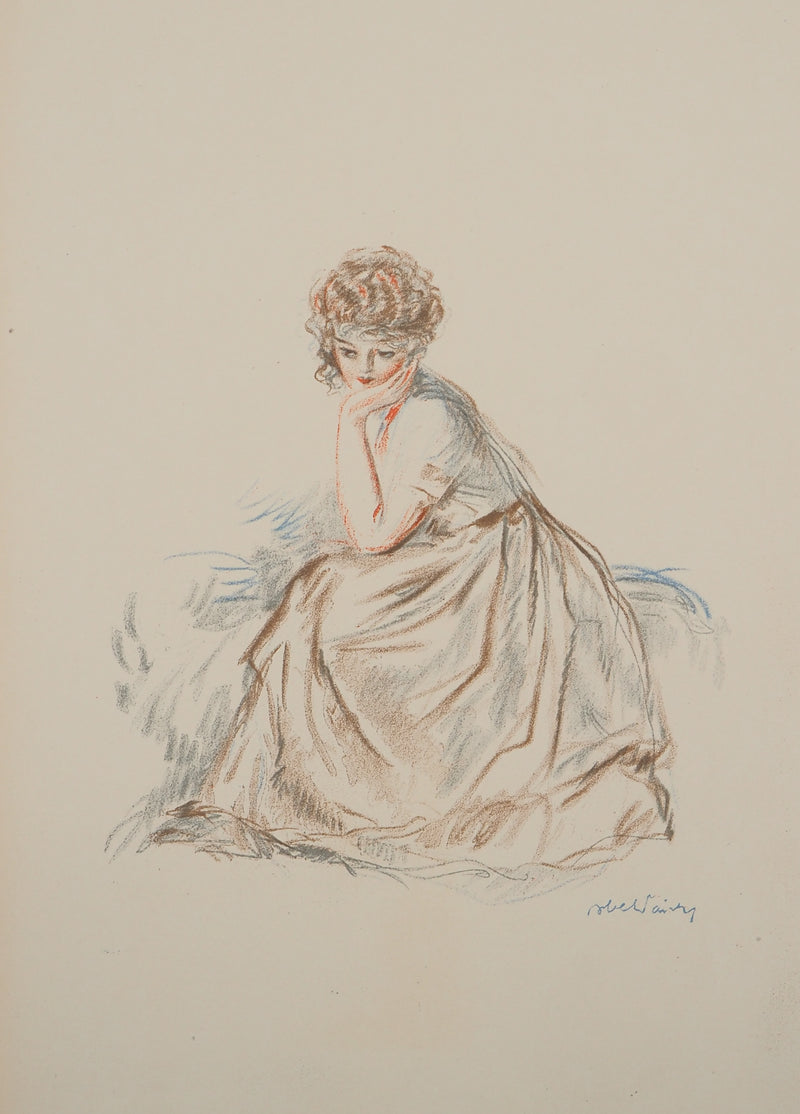 Georges BARBIER : Muse pensive, Lithographie originale (photo de détail 3) - Crédit photo : Galerie Art.Paris