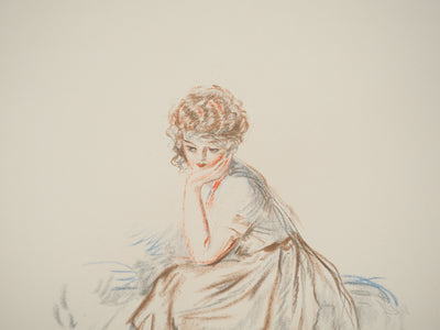 Georges BARBIER : Muse pensive, Lithographie originale (photo de détail 4) - Crédit photo : Galerie Art.Paris