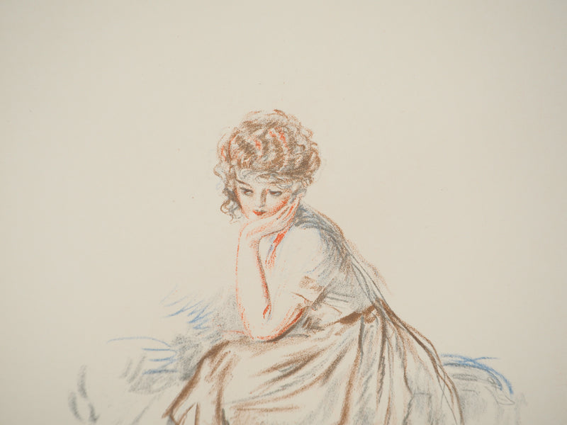 Georges BARBIER : Muse pensive, Lithographie originale (photo de détail 4) - Crédit photo : Galerie Art.Paris