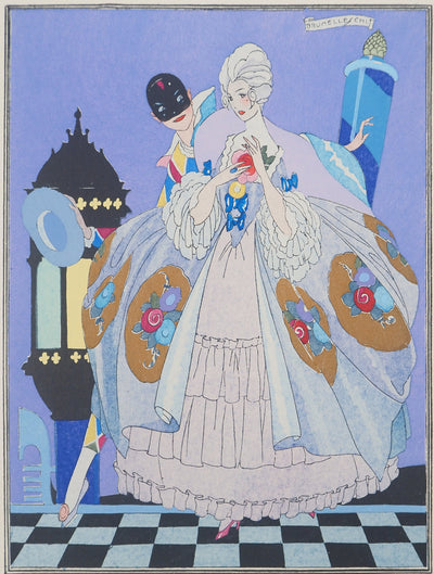 Umberto BRUNELLESCHI : Le bal masqué, Lithographie originale (photo de détail 3) - Crédit photo : Galerie Art.Paris