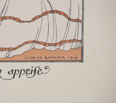 Georges BARBIER : La leçon de musique, Lithographie originale (photo de détail 2) - Crédit photo : Galerie Art.Paris
