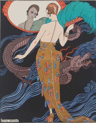Georges BARBIER : Préparation pour le bal, Lithographie originale (photo de détail 3) - Crédit photo : Galerie Art.Paris
