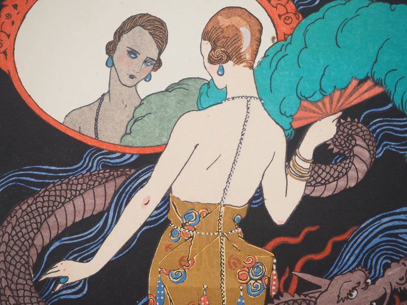 Georges BARBIER : Préparation pour le bal, Lithographie originale (photo de détail 4) - Crédit photo : Galerie Art.Paris