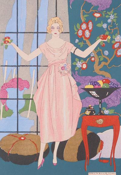 Umberto BRUNELLESCHI : Robe de jour, Lithographie originale (photo de détail 3) - Crédit photo : Galerie Art.Paris