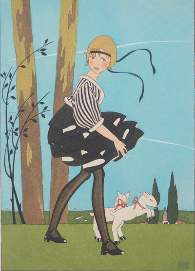 Umberto BRUNELLESCHI : Elégance champêtre, Lithographie originale (photo de détail 3) - Crédit photo : Galerie Art.Paris