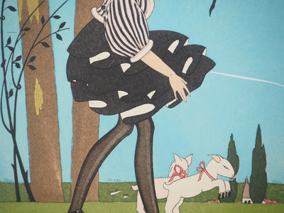 Umberto BRUNELLESCHI : Elégance champêtre, Lithographie originale (photo de détail 4) - Crédit photo : Galerie Art.Paris
