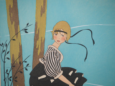 Umberto BRUNELLESCHI : Elégance champêtre, Lithographie originale (photo de détail 5) - Crédit photo : Galerie Art.Paris