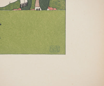 Umberto BRUNELLESCHI : Elégance champêtre, Lithographie originale (photo de détail 2) - Crédit photo : Galerie Art.Paris