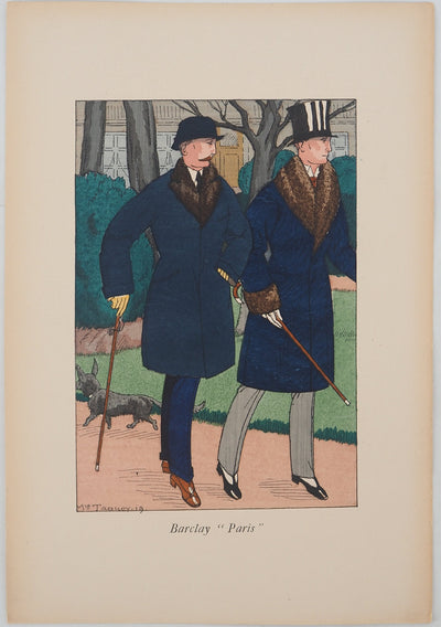 Maurice TAQUOI : Promenade des messieurs, Lithographie originale (vue générale) - Crédit photo : Galerie Art.Paris