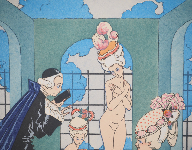 Georges BARBIER : Arrosage à la piscine, Lithographie originale (photo de détail 4) - Crédit photo : Galerie Art.Paris